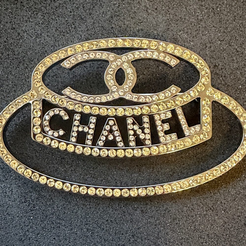 Chanel hat crystal brooch. **Brooch only **